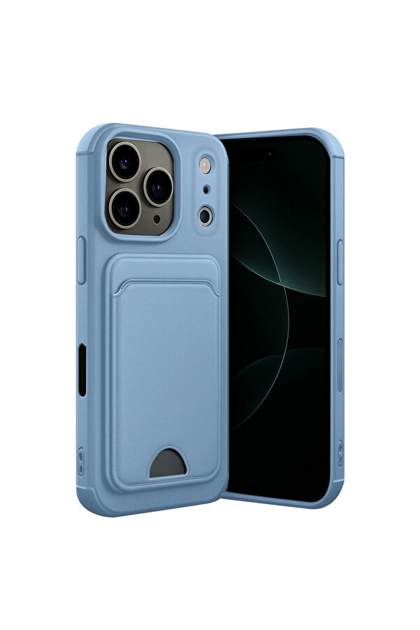 Evi̇mdeyokyok Apple İphone 17 Pro Kelvi̇n Kartvi̇zi̇tli̇ Si̇li̇kon - Mavi̇