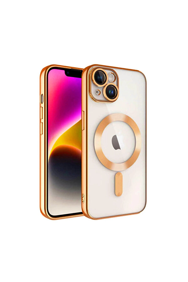 Evi̇mdeyokyok Apple İphone 13 Kılıf Kross Magneti̇csafe Kapak - Turuncu