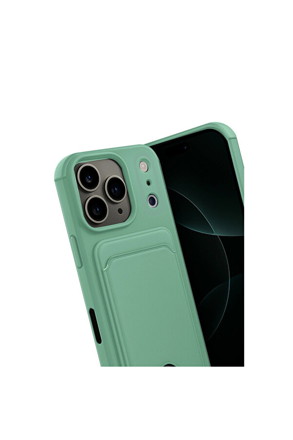 Evi̇mdeyokyok Apple İphone 17 Pro Kelvi̇n Kartvi̇zi̇tli̇ Si̇li̇kon - Açık Yeşi̇l