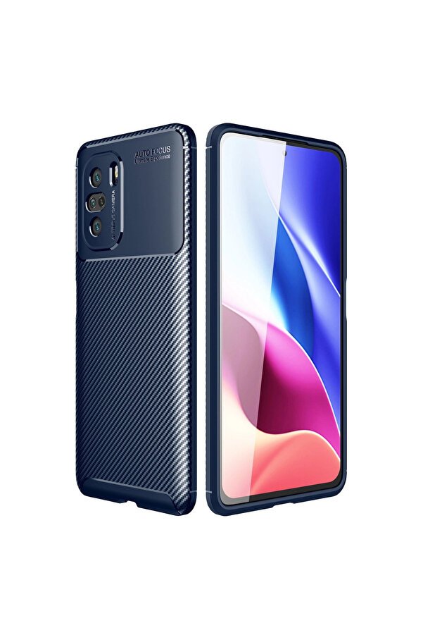 Evi̇mdeyokyok Xi̇aomi̇ Poco F3 Kılıf Auto Focus Karbon Kapak - Laci̇vert