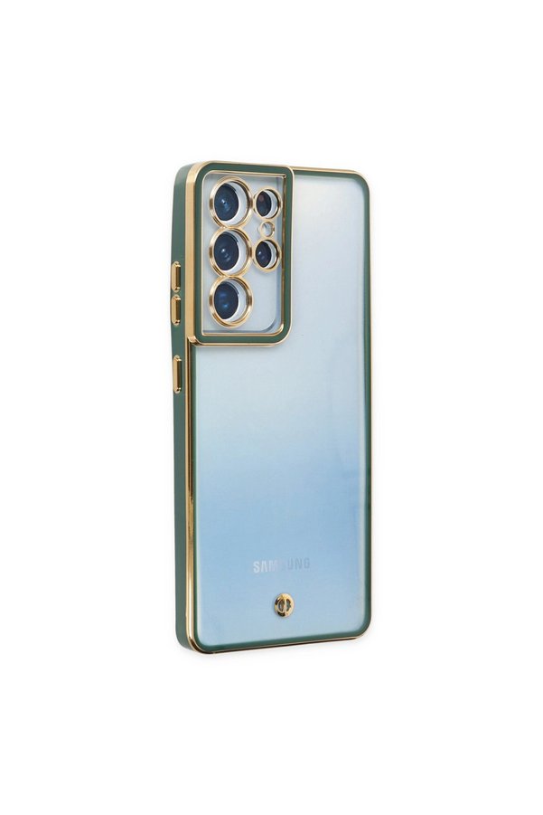 Evimdeyokyok Samsung Galaxy S21 Ultra Kılıf Liva Lens Silikon - Yeşil