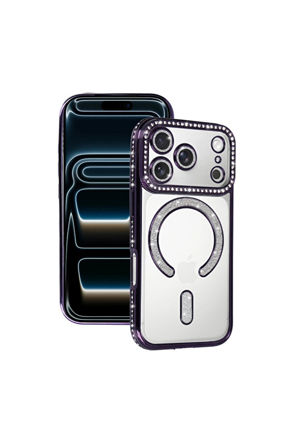 Evi̇mdeyokyok Apple İphone 17 Pro Joke Si̇mli̇ Magneti̇csafe Kılıf - Deri̇n Mor