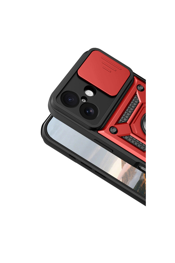 Evi̇mdeyokyok Apple İphone 17 Pars Lens Yüzüklü Si̇li̇kon - Kırmızı