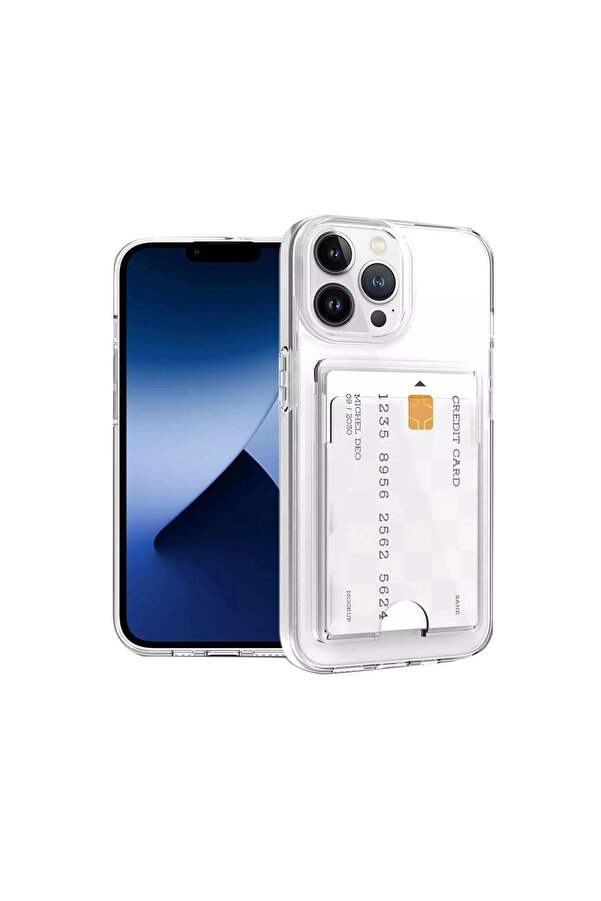 Evi̇mdeyokyok Apple İphone 14 Pro Max Kılıf Kart Şeffaf Si̇li̇kon - Şeffaf