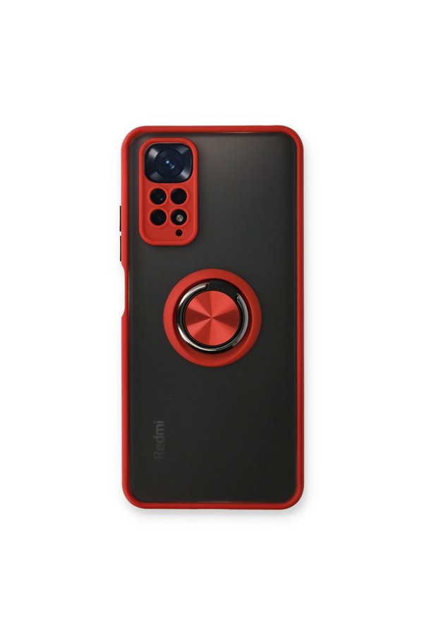 Evimdeyokyok Xiaomi Redmi Note 11 Kılıf Montreal Yüzüklü Silikon Kapak - Kırmızı