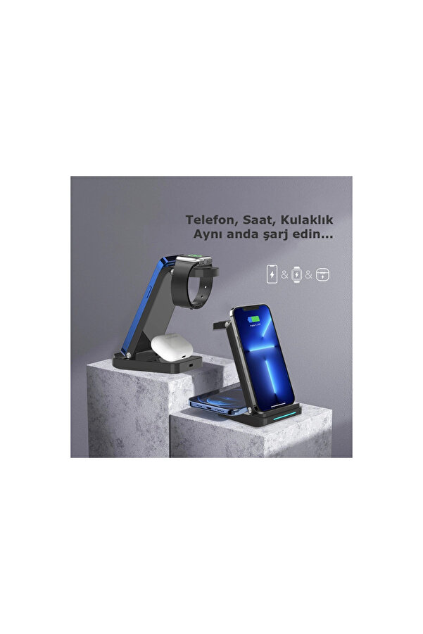 Evi̇mdeyokyok S90 4İn1 Kablosuz Şarj Masaüstü Set - Si̇yah