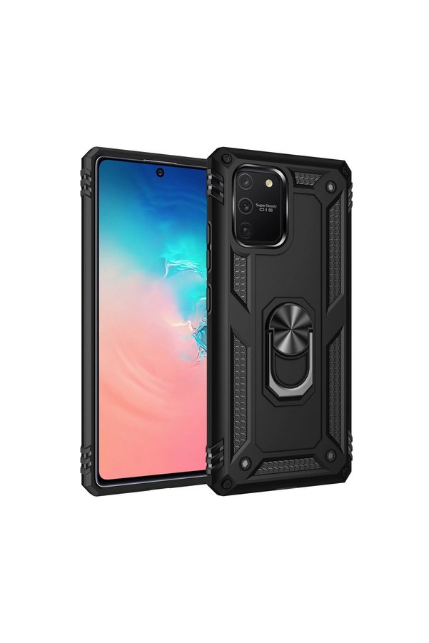 Evimdeyokyok Samsung Galaxy A91 / S10 Lite Kılıf Sofya Yüzüklü Silikon Kapak - Siyah