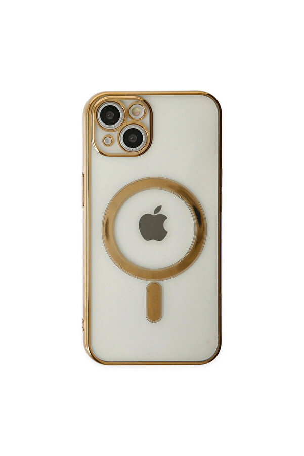 Evi̇mdeyokyok Apple İphone 14 Plus Kılıf Magneti̇csafe Lazer Si̇li̇kon - Gold