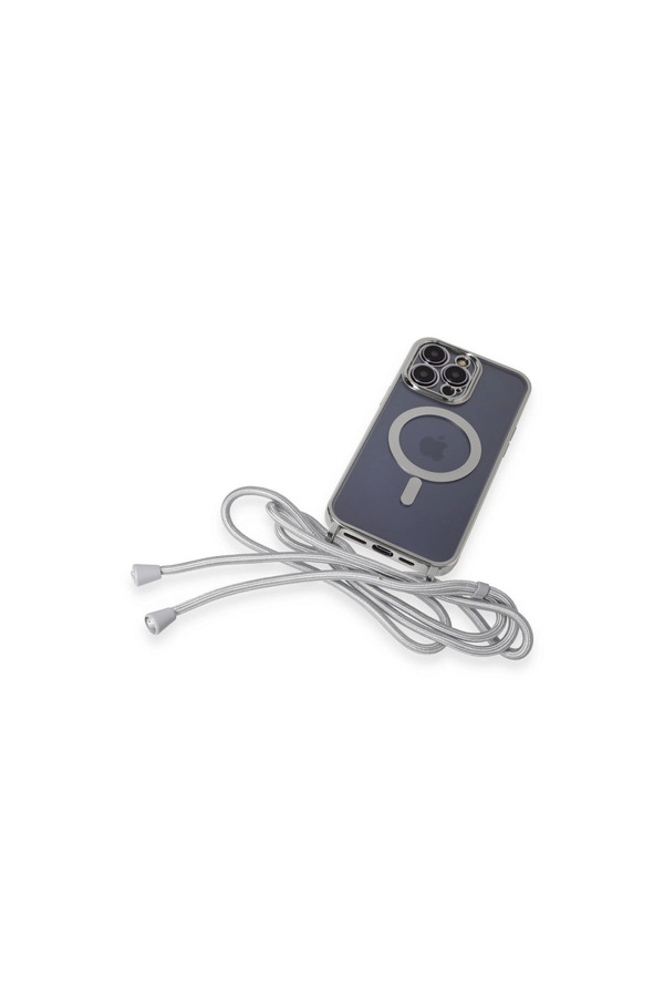 Evi̇mdeyokyok Apple İphone 13 Pro Kılıf Di̇vo Lazer Askılı Magsafe Kapak - Gümüş