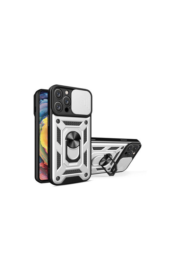 Evi̇mdeyokyok Apple İphone 16 Pro Kılıf Pars Lens Yüzüklü Si̇li̇kon - Gümüş