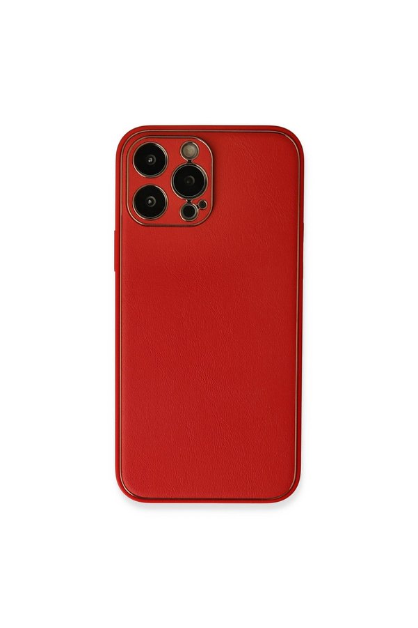Evimdeyokyok Apple İphone 13 Pro Kılıf Coco Deri Silikon Kapak - Kırmızı