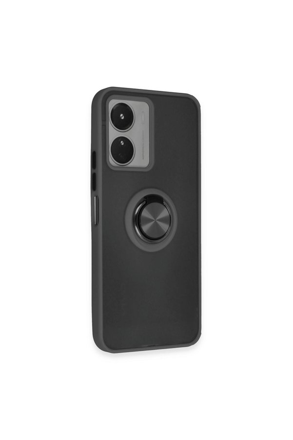 Evimdeyokyok Vivo Y16 Kılıf Montreal Yüzüklü Silikon Kapak - Siyah