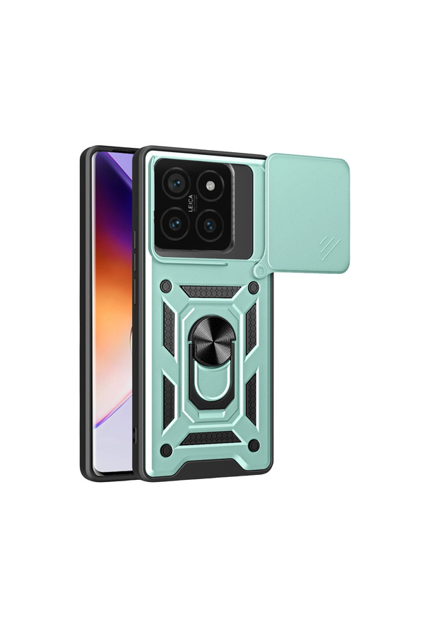 Evi̇mdeyokyok Xi̇aomi̇ Mi̇ 14T Pro Kılıf Pars Lens Yüzüklü Si̇li̇kon - Yeşi̇l