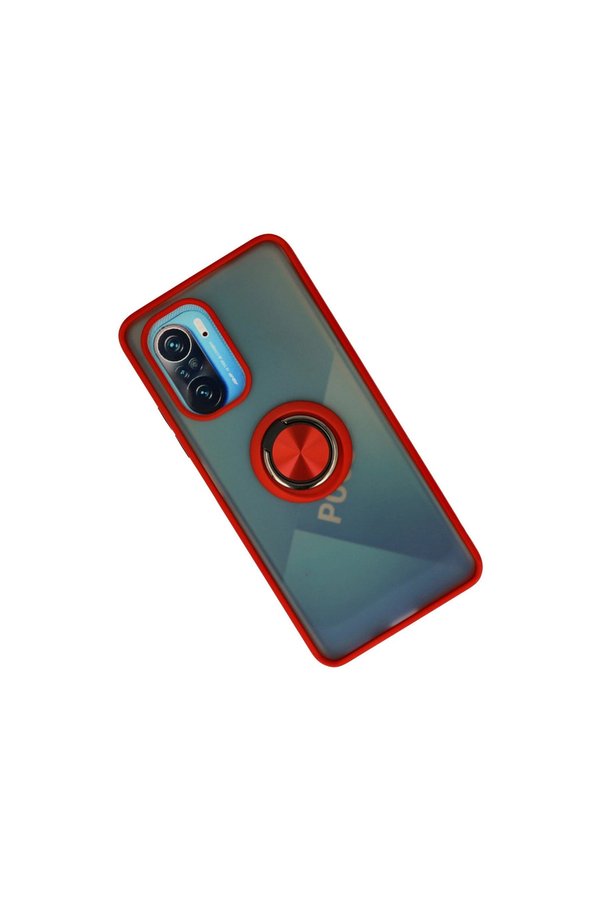 Evi̇mdeyokyok Xi̇aomi̇ Redmi̇ K40 Kılıf Montreal Yüzüklü Si̇li̇kon Kapak - Kırmızı