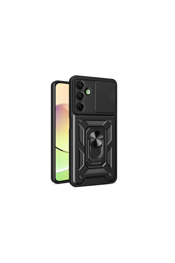 Evimdeyokyok Samsung Galaxy A16 5G Kılıf Pars Lens Yüzüklü Silikon - Siyah