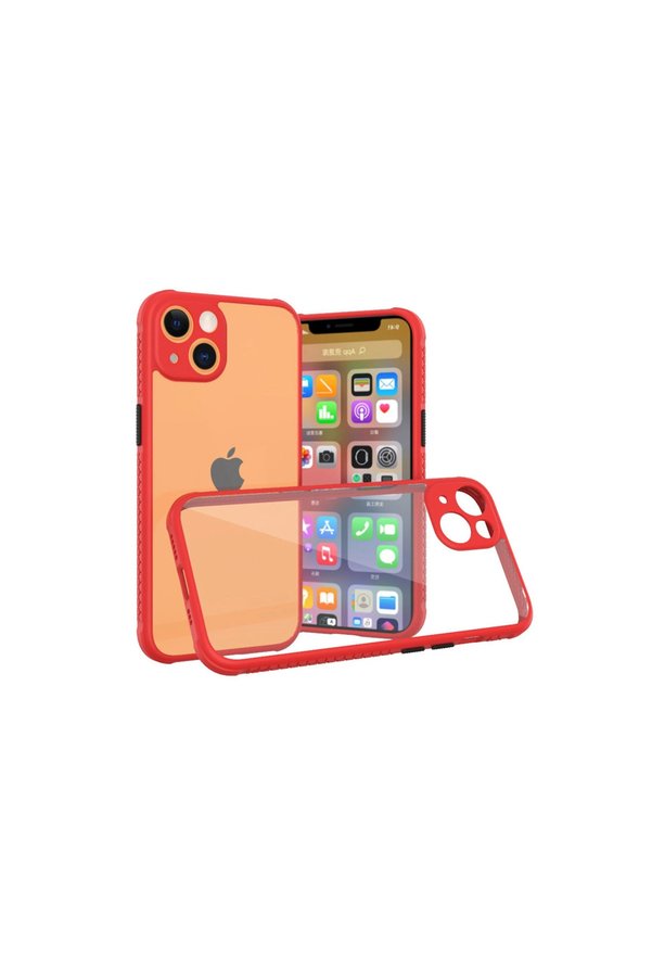 Evimdeyokyok Apple İphone 13 Mini Kılıf Miami Şeffaf Silikon - Kırmızı