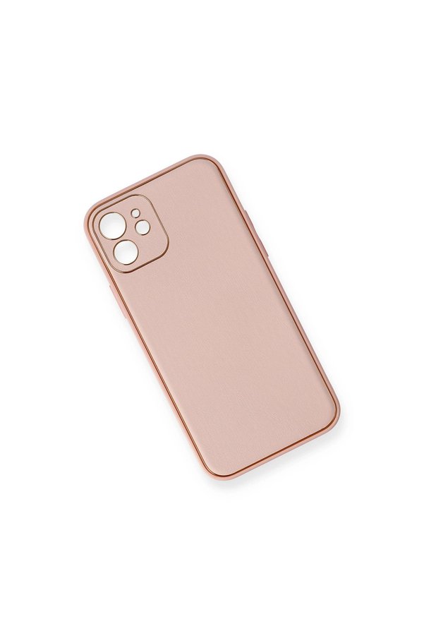 Evimdeyokyok Apple İphone 12 Kılıf Coco Deri Silikon Kapak - Pembe