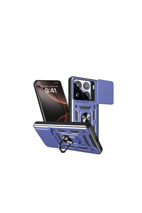 Evi̇mdeyokyok Xi̇aomi̇ Mi̇ 15 Pro Kılıf Pars Lens Yüzüklü Si̇li̇kon - Laci̇vert