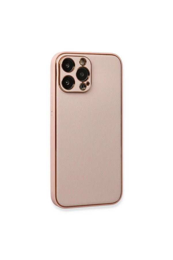 Evimdeyokyok Apple İphone 13 Pro Kılıf Coco Deri Silikon Kapak - Pembe