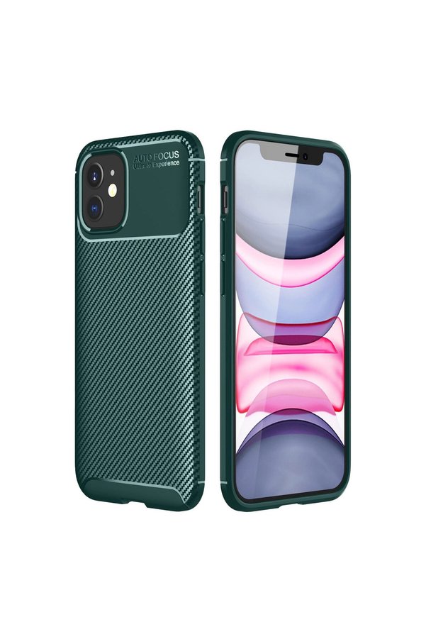 Evimdeyokyok Apple İphone 12 Mini Kılıf Auto Focus Karbon Kapak - Yeşil