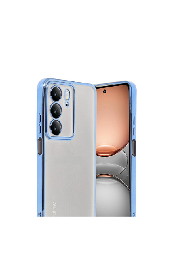 Evi̇mdeyokyok Realme C75 4G Kılıf Razer Lensli̇ Si̇li̇kon - Açık Mavi̇