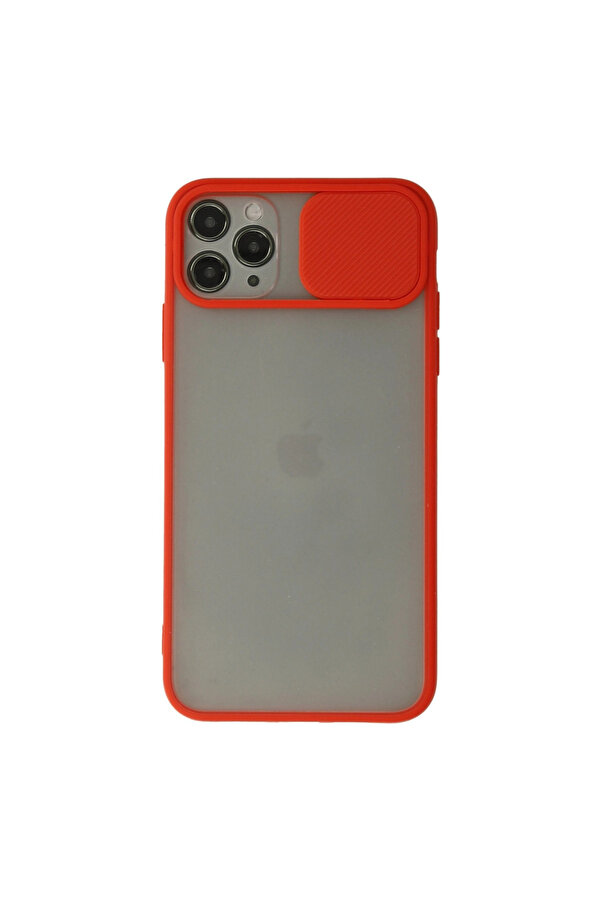 Evi̇mdeyokyok Apple İphone 11 Pro Max Kılıf Palm Buzlu Kamera Sürgülü Si̇li̇kon - Kırmızı