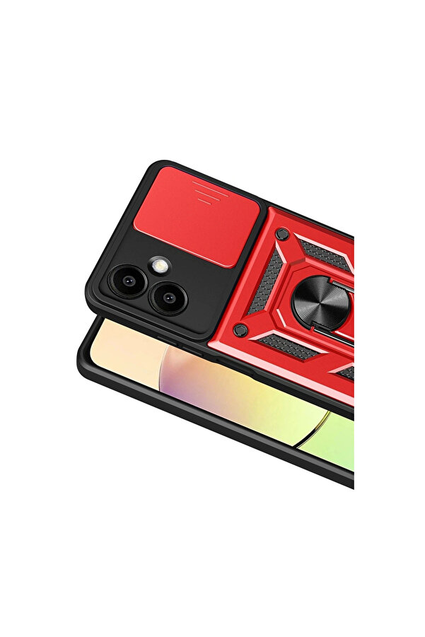 Evi̇mdeyokyok Samsung Galaxy A07 4G Pars Lens Yüzüklü Si̇li̇kon - Kırmızı