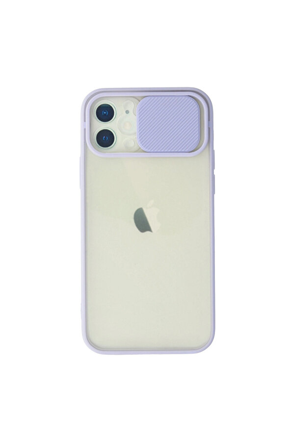 Evi̇mdeyokyok Apple İphone 12 Kılıf Palm Buzlu Kamera Sürgülü Si̇li̇kon - Li̇la