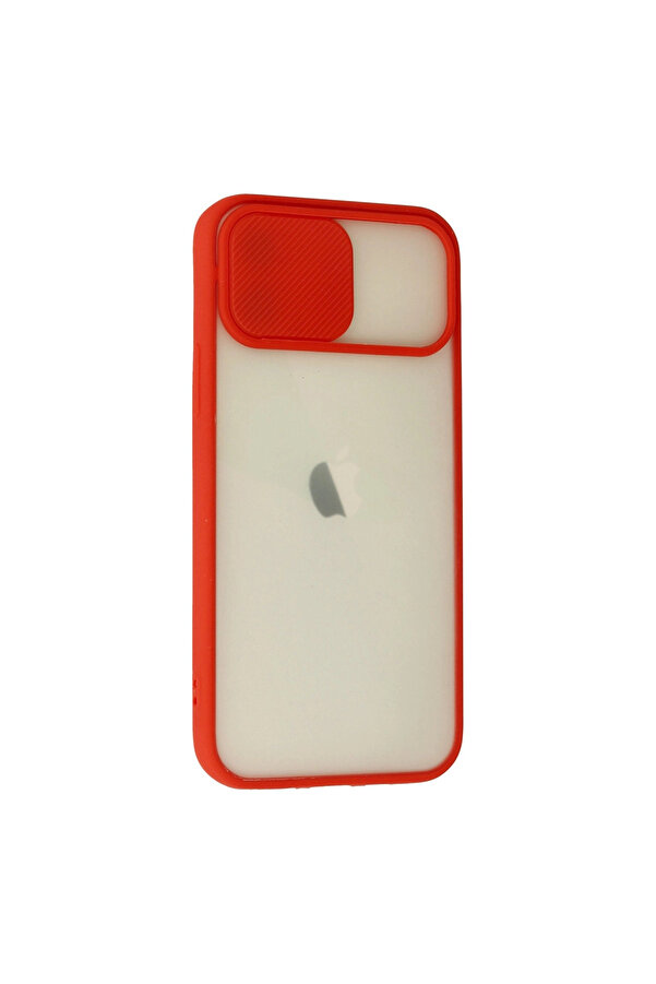 Evi̇mdeyokyok Apple İphone 12 Kılıf Palm Buzlu Kamera Sürgülü Si̇li̇kon - Kırmızı