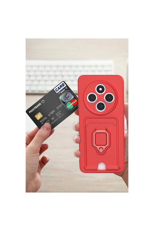 Evi̇mdeyokyok Xi̇aomi̇ Redmi̇ 14C Kılıf Zuma Kartvi̇zi̇tli̇ Yüzüklü Si̇li̇kon - Li̇la