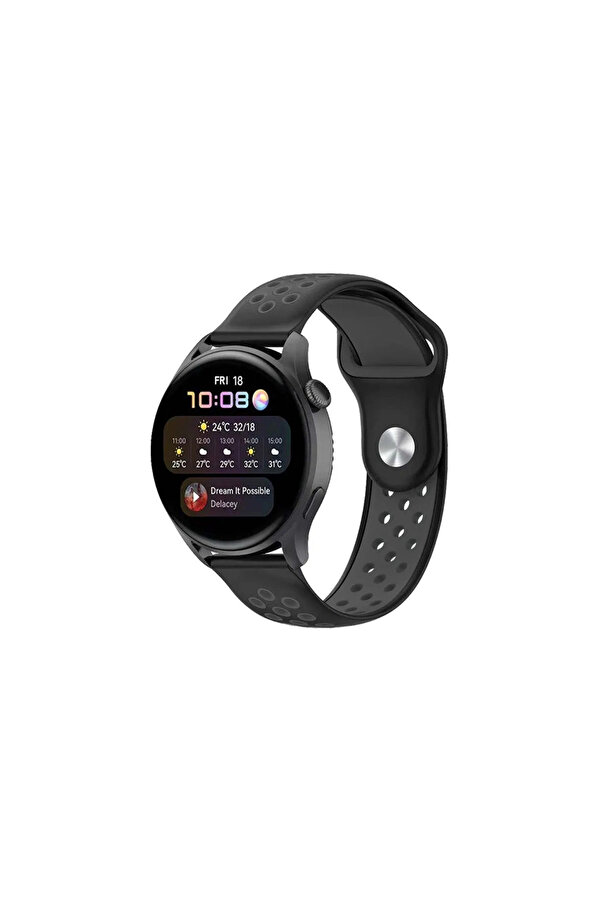 Evi̇mdeyokyok Watch 22Mm Spor Deli̇kli̇ Kordon - Si̇yah-Füme