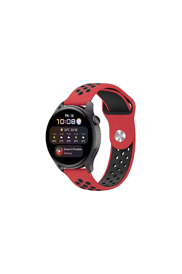Evi̇mdeyokyok Watch 20Mm Spor Deli̇kli̇ Kordon - Kırmızı-Si̇yah