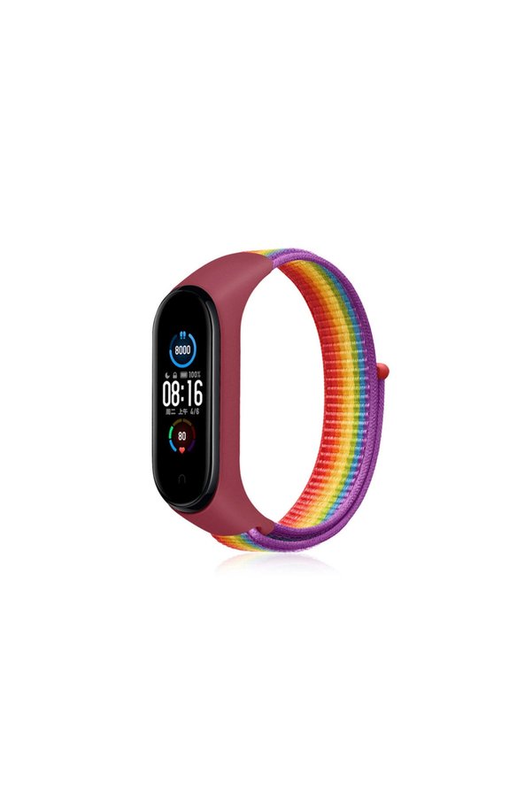 Evimdeyokyok Xiaomi Mi Band 4 Hasırlı Cırtcırtlı Kordon - Gökkuşağı
