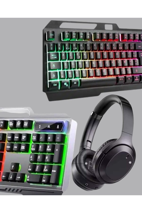 Ezere Işıklı Klavye Mouse Ve Bluetooth Kulaklık Seti Türkçe Q Usb - Karbul6372-8632