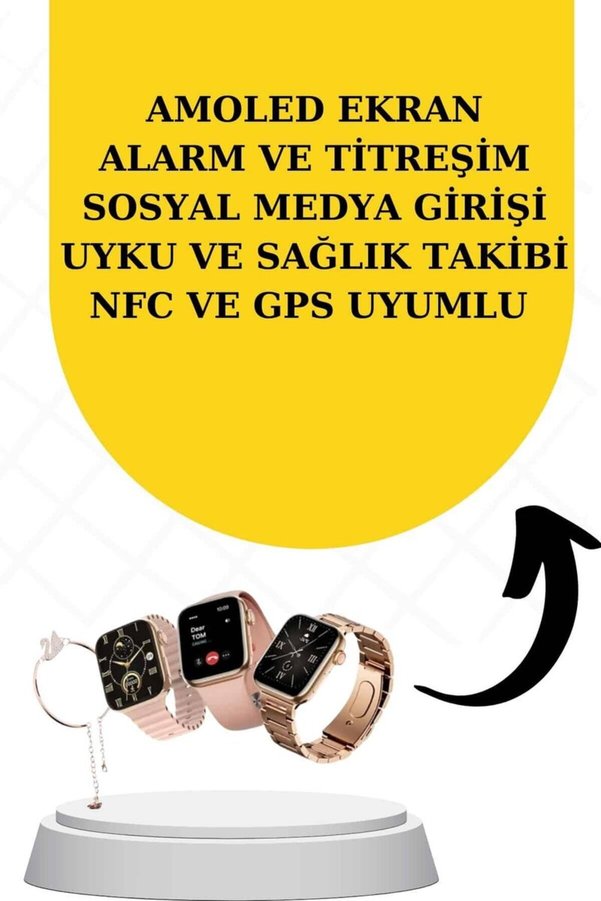 Geneloem Bileklikli Amoled Ekran Akıllı Saat Ve Dijital Göstergeli Kablosuz Bluetooth Kula - Korbx8020-62