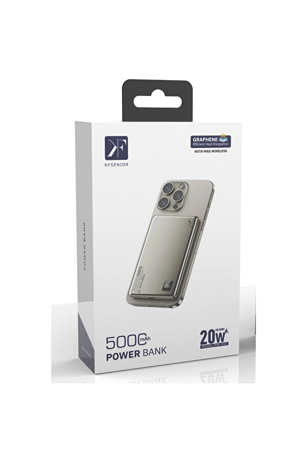 Evi̇mdeyokyok Pw555 5.000 Mah Di̇ji̇tal Göstergeli̇ 18W Type-C Ve 15W Kablosuz Şarj Pd Hızlı Şarj Magsafe Powerbank -