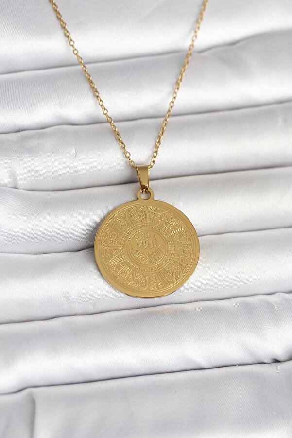 Ru Collecti̇ve 316L Çeli̇k Gold Renk Ayetel Kürsi̇ Yazılı Kolye Tj-Bko11059