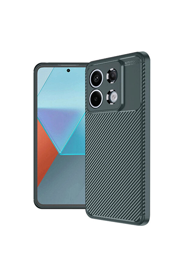 Evi̇mdeyokyok Xi̇aomi̇ Redmi̇ Note 13 Pro 4G Kılıf Auto Focus Karbon Kapak - Koyu Yeşi̇l