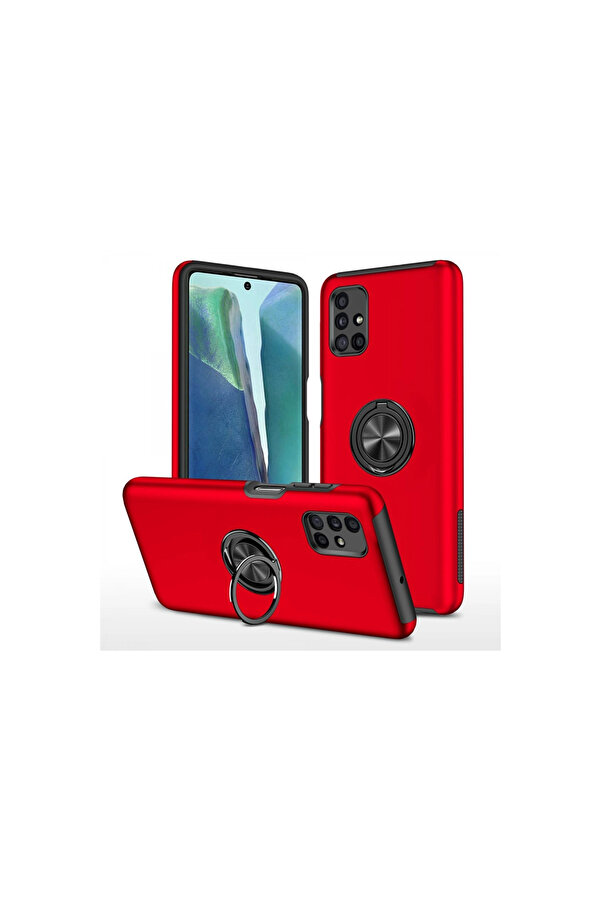 Evi̇mdeyokyok Samsung Galaxy M51 Kılıf Eli̇t Yüzüklü Kapak - Kırmızı