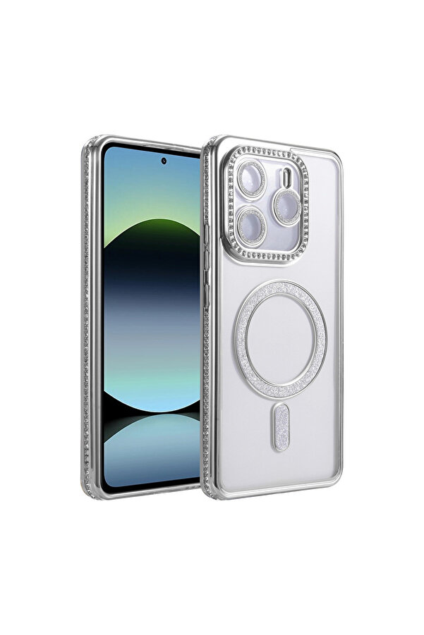 Evi̇mdeyokyok Xi̇aomi̇ Redmi̇ Note 14 4G Joke Si̇mli̇ Magneti̇csafe Kılıf - Gümüş