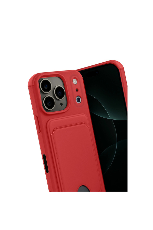 Evi̇mdeyokyok Apple İphone 17 Pro Kelvi̇n Kartvi̇zi̇tli̇ Si̇li̇kon - Kırmızı