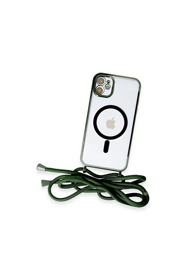 Evi̇mdeyokyok Apple İphone 11 Kılıf Di̇vo Lazer Askılı Magsafe Kapak - Koyu Yeşi̇l