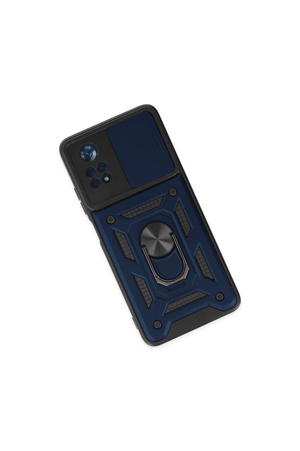 Evi̇mdeyokyok Xi̇aomi̇ Poco X4 Pro 5G Kılıf Pars Lens Yüzüklü Si̇li̇kon - Laci̇vert