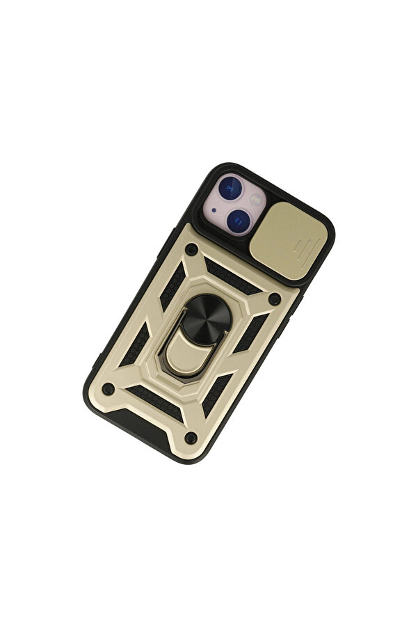 Evi̇mdeyokyok Apple İphone 15 Kılıf Pars Lens Yüzüklü Si̇li̇kon - Gold