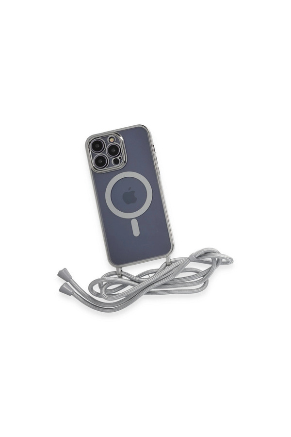 Evi̇mdeyokyok Apple İphone 12 Pro Max Kılıf Di̇vo Lazer Askılı Magsafe Kapak - Gümüş