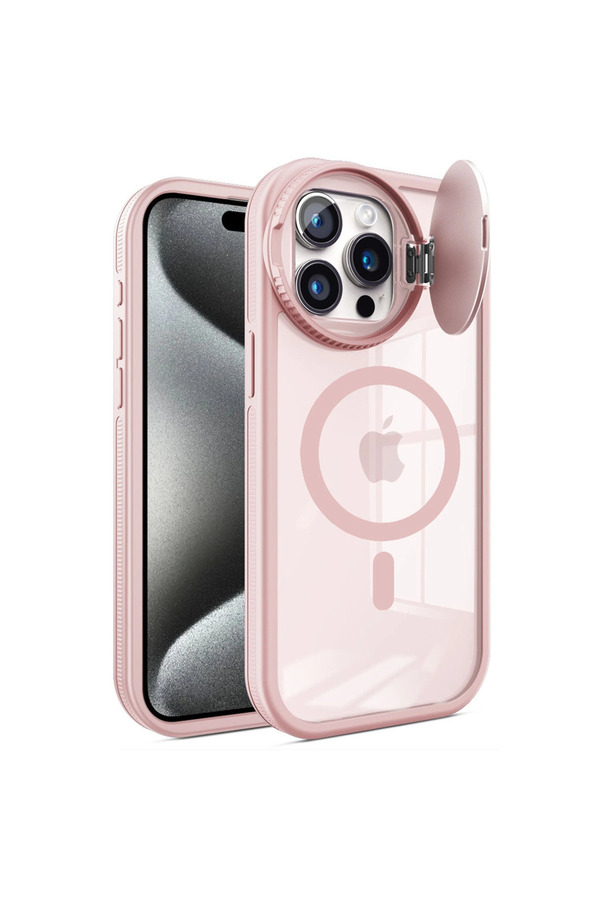 Evi̇mdeyokyok Apple İphone 14 Pro Max Kılıf Teleskop Lens Magsafe Si̇li̇kon Kapak - Pembe