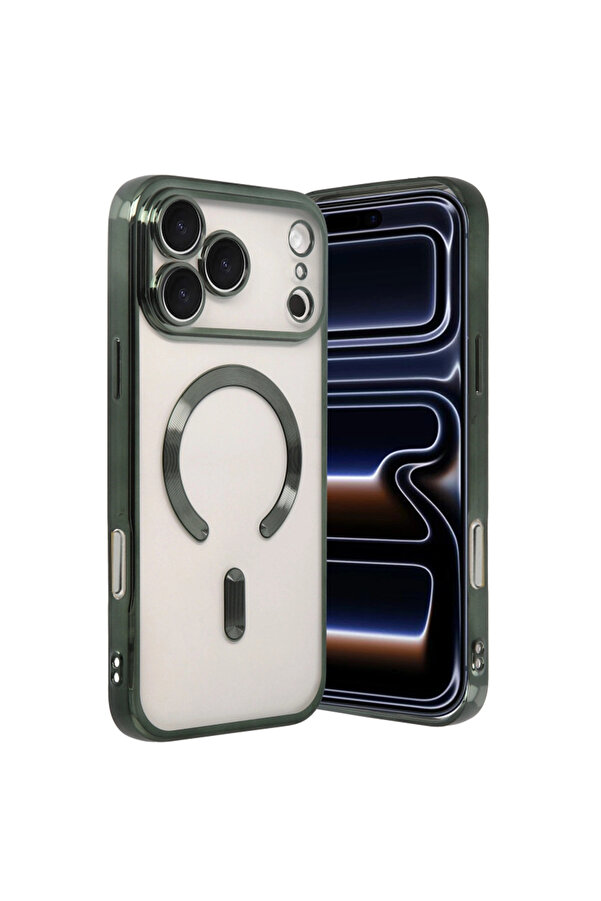 Evi̇mdeyokyok Apple İphone 17 Pro Max Kross Magneti̇csafe Kapak - Koyu Yeşi̇l