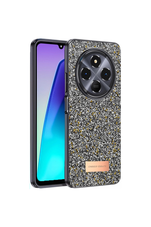 Evimdeyokyok Onegif Xiaomi Redmi 14C Bright Simli Kapak - Gümüş