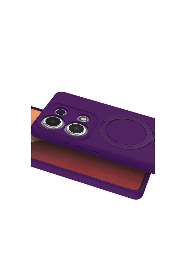 Evi̇mdeyokyok Xi̇aomi̇ Redmi̇ Note 13 Pro 4G Regal Magsafe Standlı Kapak - Deri̇n Mor