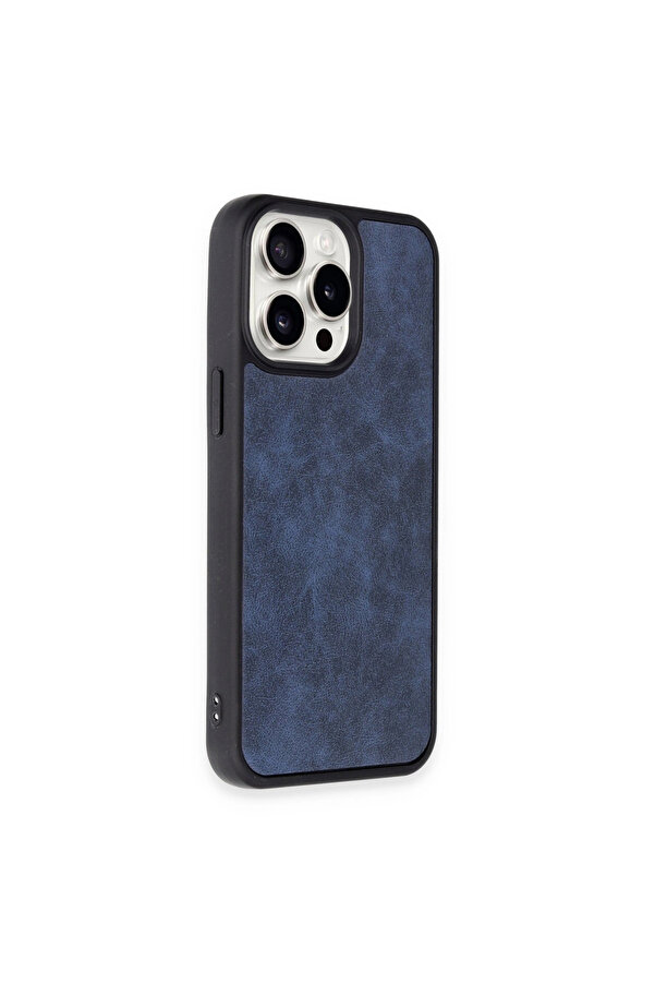 Evi̇mdeyokyok Apple İphone 15 Pro Max Kılıf Aras Deri̇ Kapak - Laci̇vert
